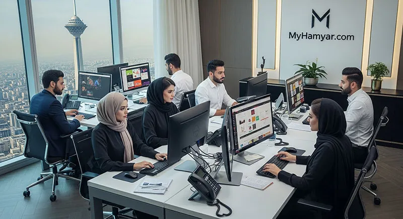 تصویر تیم طراحی سایت فروشگاهی همیارمن در حال طراحی اختصاصی فروشگاه